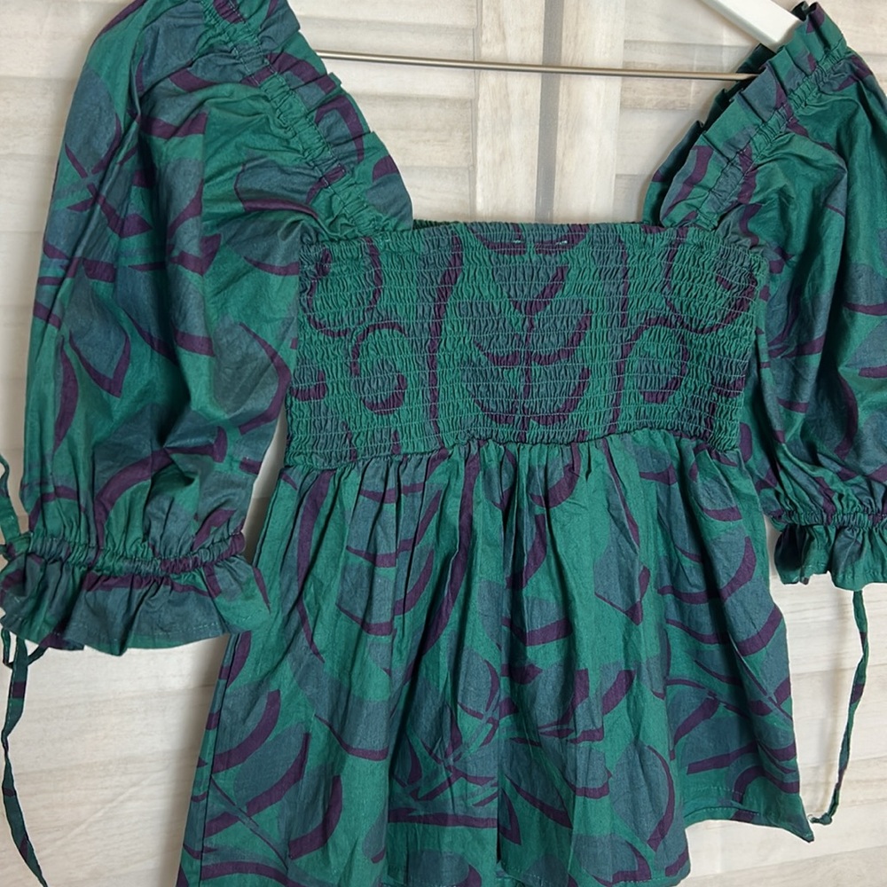 NWT Anthropologie Porridge Jina Smocked Babydoll Top.  Size XXS - Picture 6 of 11